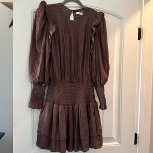 Light burgundy brown dress, long sleeve
